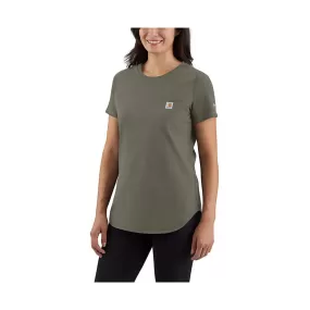 Carhartt Women's Force Relaxed Fit Midweight Pocket T Shirt - Dusty Olive