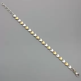 Handcrafted Adjustable Sterling Silver and 14kt Gold Heart Link Bracelet