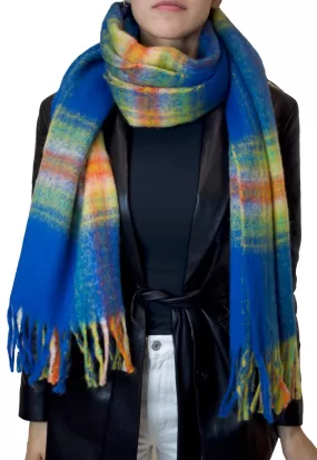 Large Check Fringe Scarf