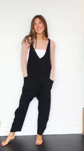 Love Free Pocket Jumpsuit- Black