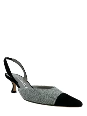 Manolo Blahnik Tweed Carolyne Slingbacks Size 8