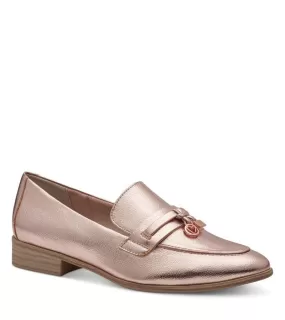 Marco Tozzi Womens Slip In Metallic Rose Loafer - 2-24308-42