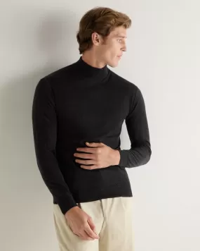 Men's Pimlico Fine Gauge Cashmere Roll Neck Jumper Dark Charcoal Grey