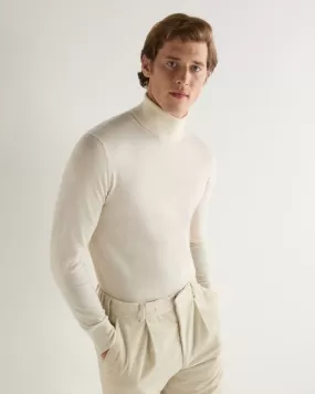 Men's Pimlico Fine Gauge Cashmere Roll Neck Jumper New Ivory White