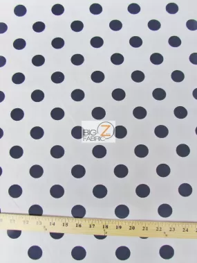 Poly Cotton Printed Fabric Big Polka Dots / White/Navy Dots / 50 Yard Bolt