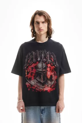 RED KNIGHT BLACK WASHED T-SHIRT