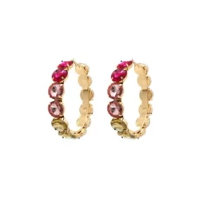 Rhinestone 3.25 Inch Classic Hoop Earring