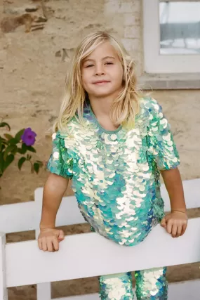 SONNY CHILDREN'S SEQUIN T-SHIRT - CHAMELEON