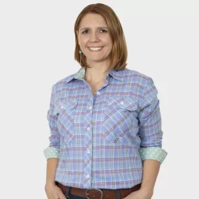 Womens Abbey Full Button Workshirt - Blue Plaid